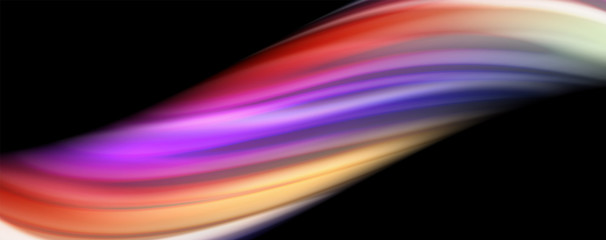 Fluid liquid color wave lines, glowing colorful light effect, abstract composition template. Geometric technology abstract pattern. Movement concept