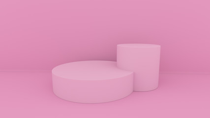 3d abstract background render. Pink platform for product display. Interior podium place. Blank decoration template for design.