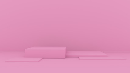 3d abstract background render. Pink platform for product display. Interior podium place. Blank decoration template for design.