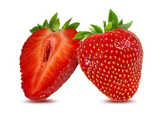 Fresh strawberry isolated on white background with clipping path
