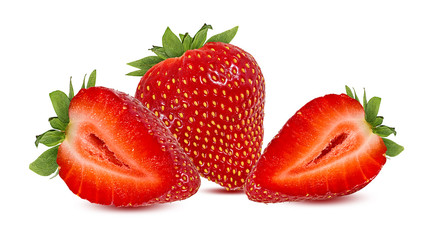 Fresh strawberry isolated on white background with clipping path