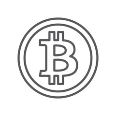 Obraz premium Bitcoin line icon. Minimalist icon isolated on white background. Bitcoin simple silhouette.
