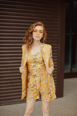 Fototapeta premium Woman in yellow