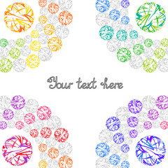 Bright Rainbow Templates for Text, Placard, Cover. Abstract Frame with Colorful Whirling Circles on White Background.