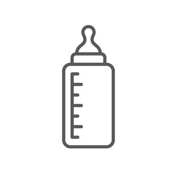 recommend clip art: Baby bottle line icon. Minimalist icon isolated on white background. Baby bottle simple silhouette.