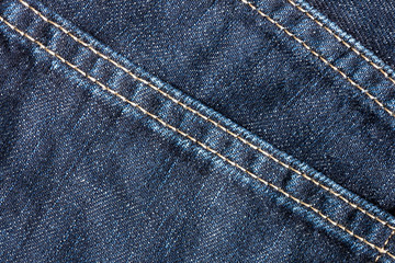 Fototapeta premium Texture of old blue jeans for background.