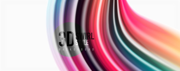 Modern techno Fluid color flow on white colorful poste. Art for your design