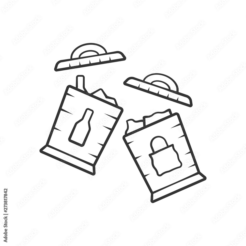 Poster trash sorting bins linear icon