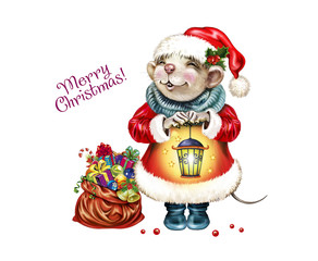 rat in santa claus costume