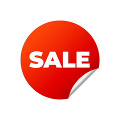 Red Vector Banner Sticker on white background, sale