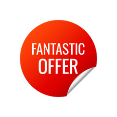 Red Vector Banner Sticker on white background, fantastic offer