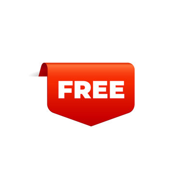 Red Vector Banner Ribbon on white background, top bookmark, free