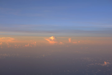 magical sunset over the clouds