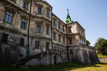 Famous touristic destination old ruined palace castle Pidhirci in Ukraine