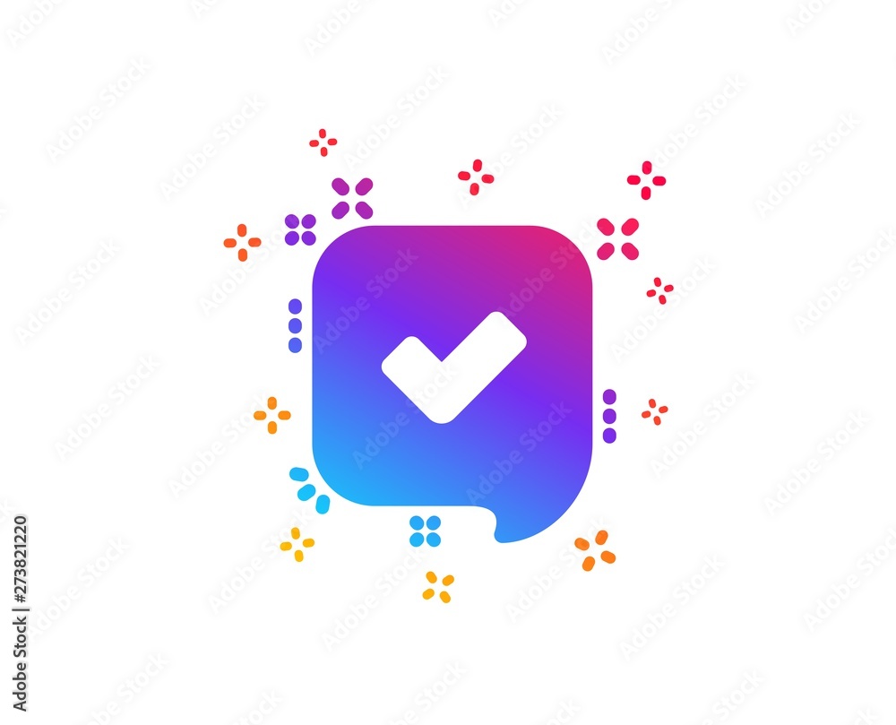 Aufkleber approve icon. accepted or confirmed sign. speech bubble symbol. dynamic shapes. gradient design conf
