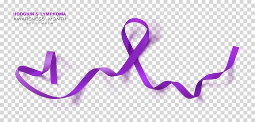 Obraz premium Hodgkins Lymphoma Awareness Month. Violet Color Ribbon Isolated On Transparent Background. Vector Design Template For Poster.