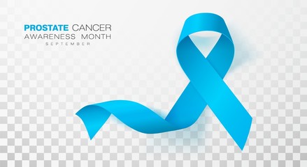 Prostate Cancer Awareness Month. Light Blue Color Ribbon Isolated On Transparent Background. Vector Design Template For Poster.