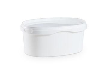 Closed white plastic container for paint or food