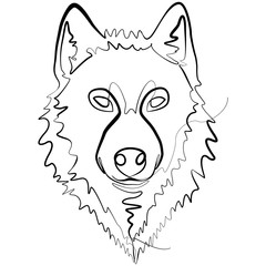 Wolf one line drawing. Line Art Dog Vector Illustration