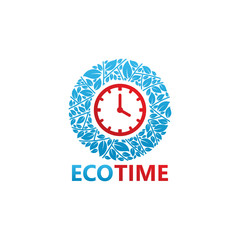 Eco Time Logo Template Design Vector, Emblem, Design Concept, Creative Symbol, Icon