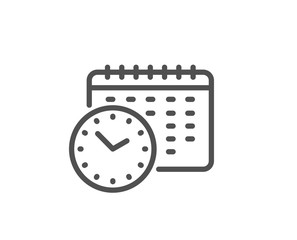 Calendar time line icon. Clock sign. Watch symbol. Quality design element. Linear style calendar time icon. Editable stroke. Vector