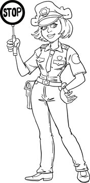 Cartoon police girl vector