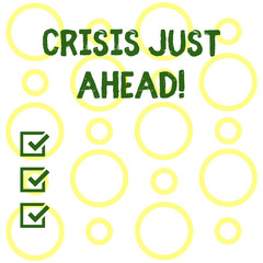 Conceptual hand writing showing Crisis Just Ahead. Concept meaning Foresee failure take right action before it is late Seamless Pattern of Loop Rings in Random on White Isolated