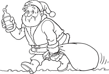 Merry Christmas Drunk Santa Claus holding bottle