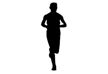 Silhouette running.This is men run exercise for Health At area Stadium Outdoors on white background with clipping path.