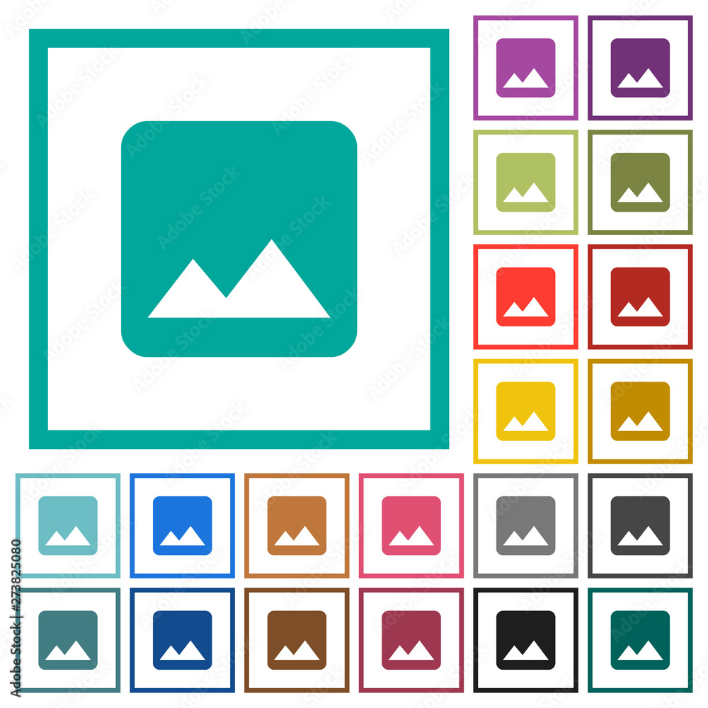 Poster single image flat color icons with quadrant frames