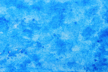 Bright Creative Blue Hand-Drawn Watercolor Background of Cool Color.