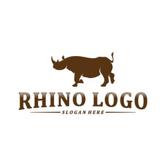 Rhino logo design vector template. Vector rhino silhouette. Icon Symbol