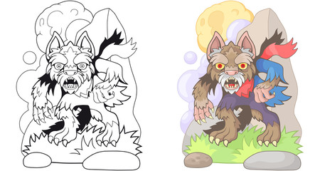 scary werewolf cartoon funny design illustration