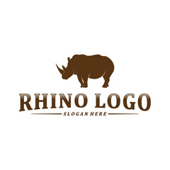 Rhino logo design vector template. Vector rhino silhouette. Icon Symbol