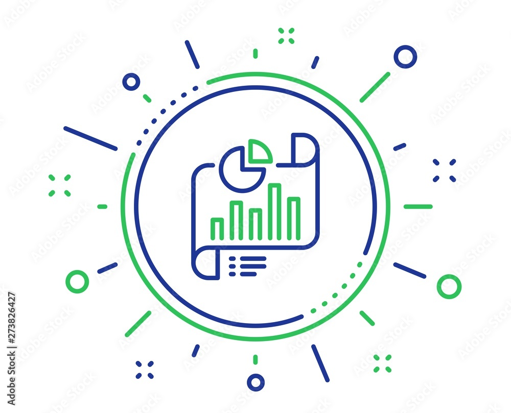 Poster report document line icon. column graph sign. growth diagram, pie chart symbol. quality design eleme