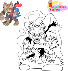 scary werewolf cartoon funny design illustration