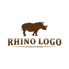 Rhino logo design vector template. Vector rhino silhouette. Icon Symbol