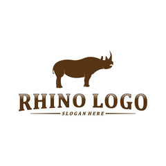 Rhino logo design vector template. Vector rhino silhouette. Icon Symbol