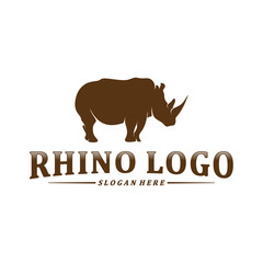 Rhino logo design vector template. Vector rhino silhouette. Icon Symbol
