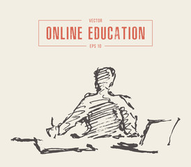Person computer online courses education a vector