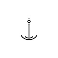Black line abstract anchor vector simple icon. Nautical maritime