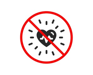 No or Stop. Heartbeat icon. Medical hear beat sign. Medicine symbol. Prohibited ban stop symbol. No heartbeat icon. Vector