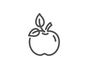 Eco food line icon. Organic tested sign. Fair trade symbol. Quality design element. Linear style eco food icon. Editable stroke. Vector