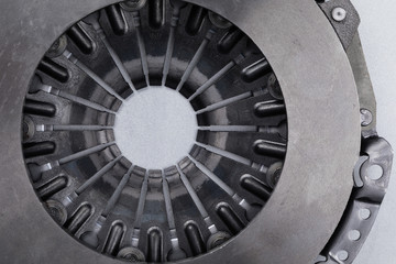 Close-up shot of clutch disk and basket on background
