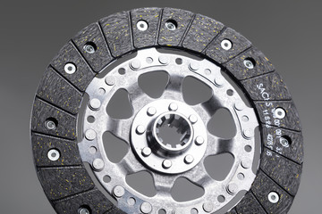 Close-up shot of clutch disk and basket on background