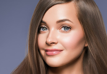 Naklejka premium Beauty hair woman long smooth hairstyle