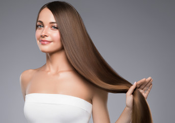Beauty hair woman long smooth hairstyle