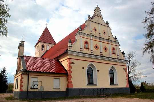 St. Antoni Padewski parish church in Banie Mazurskie village, Goldap powiat, Warmian-Masurian Voivodeship in Poland