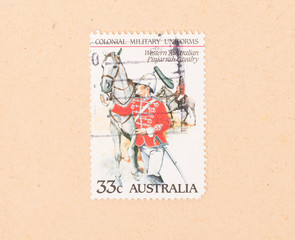 AUSTRALIA - CIRCA 1980: A stamp printed in Australia shows a military uniform, circa 1980