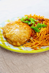 Cordon Bleu macaroni Pasta with salad